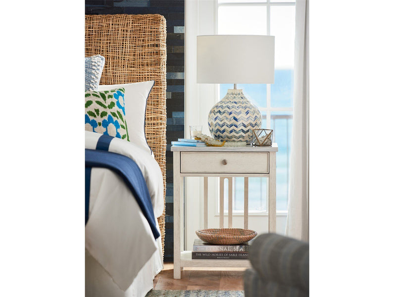 Escape Bedside Table with Stone Top Pearl Silver