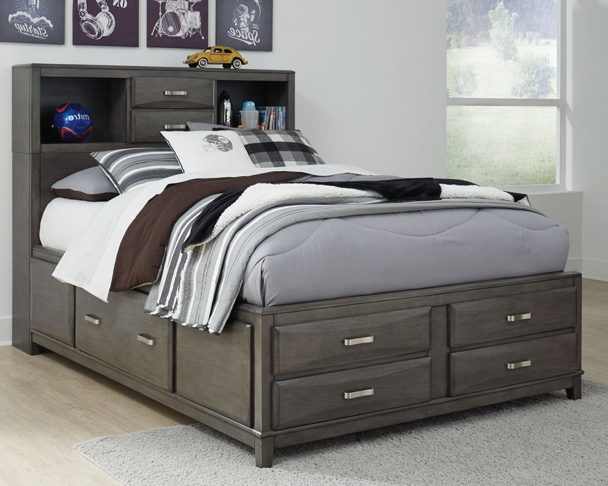 Caitbrook Gray Storage Bed With 8 Drawers - Queen