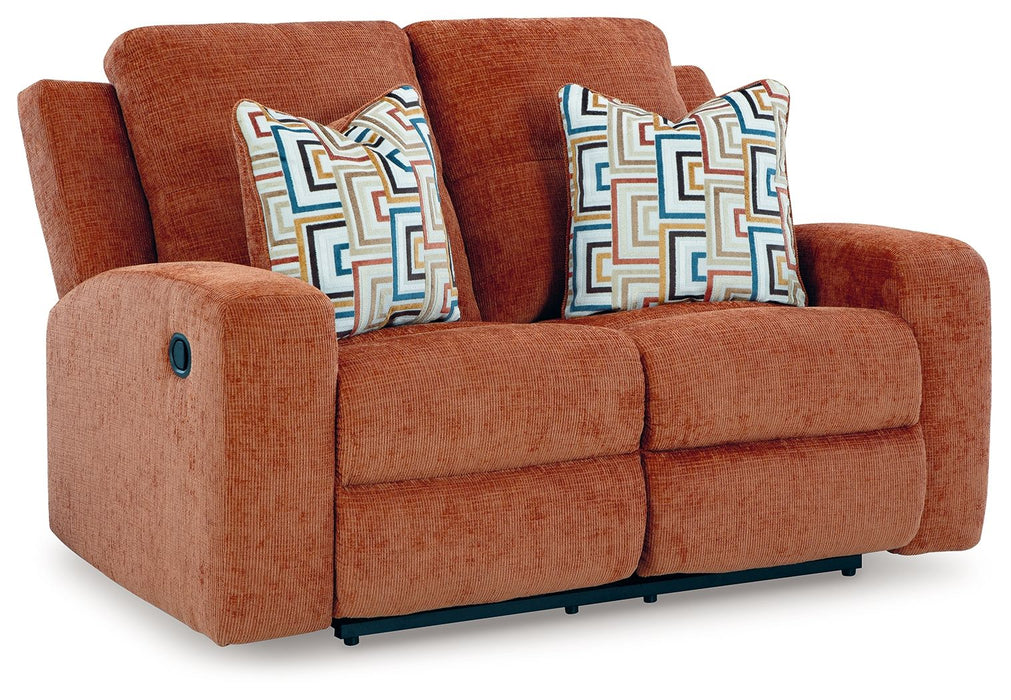 Danum - Reclining Loveseat - Fabric - Spice