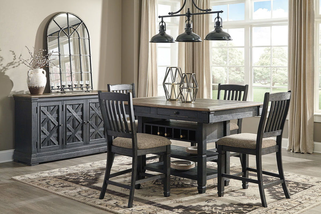 Tyler Creek Dark Gray 5 Pc. Counter Table, 4 Barstools