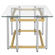 Florina Rectangular Coffee Table in Silver and Gold - Furniture Depot