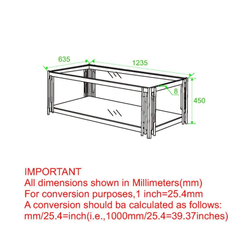 Estrel Rectangular Coffee Table in Gold - Furniture Depot