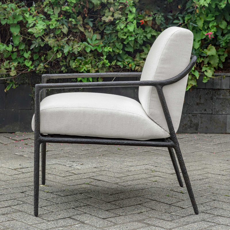 Thayer - Outdoor Upholstered Lounge Chair - Bronze / White