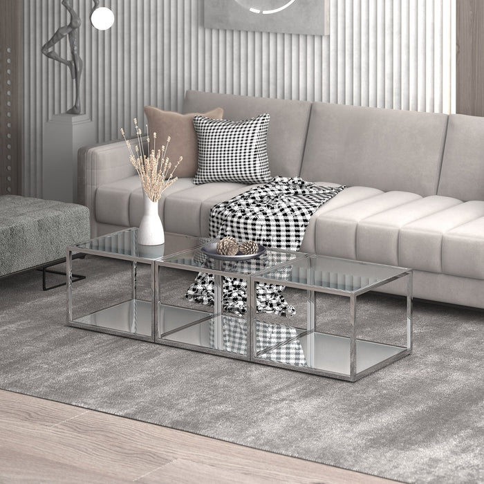 Casini 3pc Coffee Table Small Silver