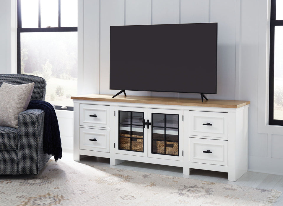 Ashbryn - Extra Large TV Stand - White / Natural