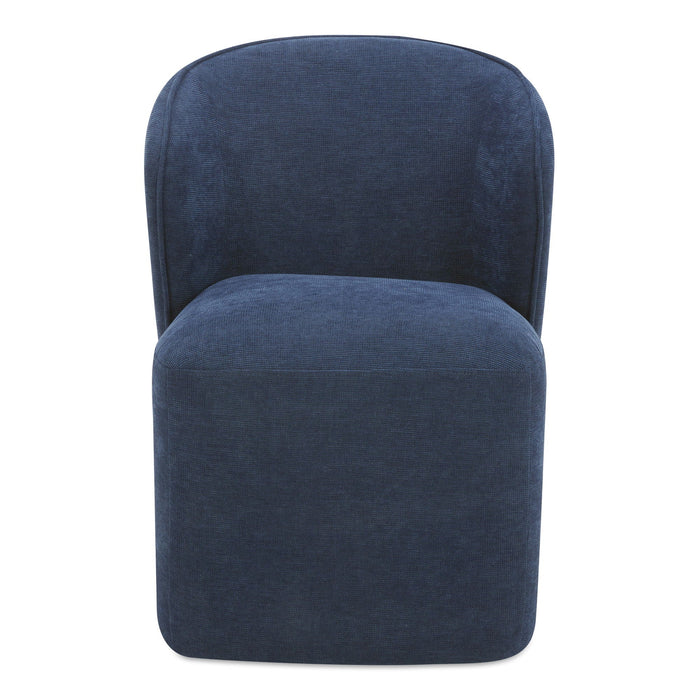 Larson - Fabric Rolling Dining Chair - Navy Blue