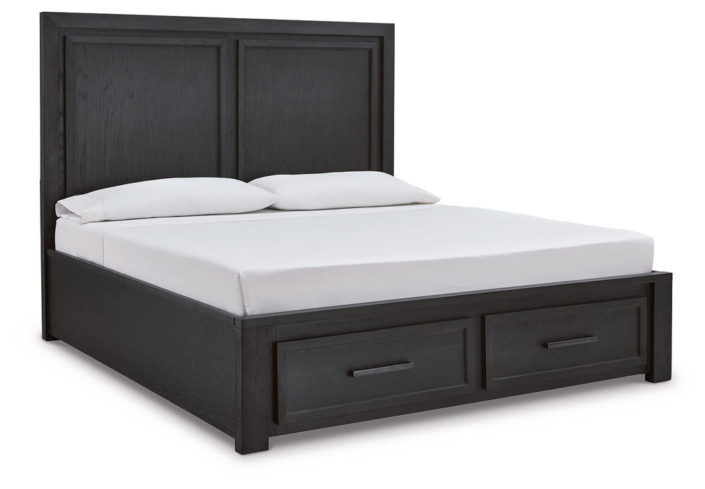 Foyland Black / Brown Panel Storage Bed - King