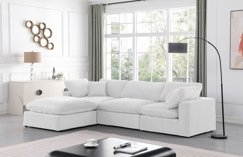 Comfy - 4 Piece Velvet Modular Sectional With Chaise - White