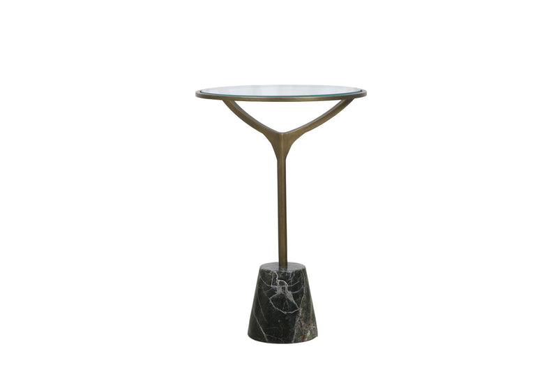 Gianna - Accent Table - Antique Brass / Green Marble