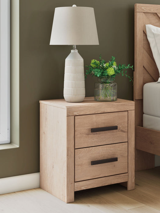 Sanginlane - Two Drawer Night Stand - Tan