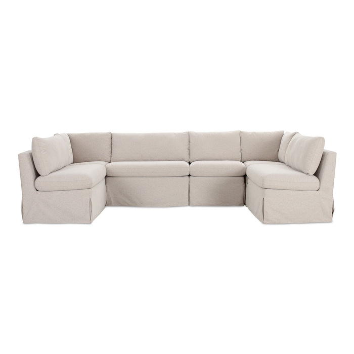 Fable - 6 Piece Slipcover Dining Banquette U-Shape - Beige