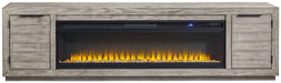 Naydell - 92" TV Stand With Wide Fireplace Insert - Gray