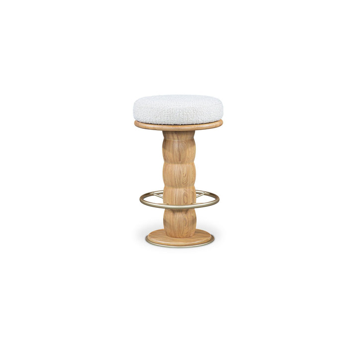Nio - Swivel Counter Stool - White Mist / Light Brown