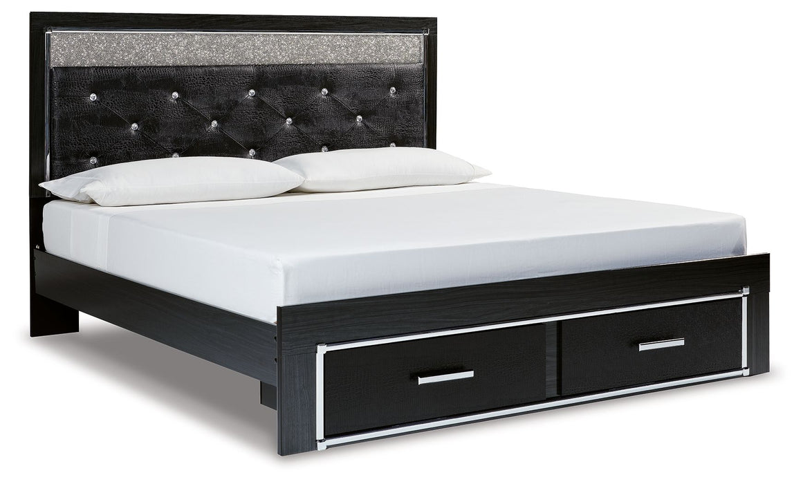 Kaydell Black Upholstered Glitter Panel Storage Bed