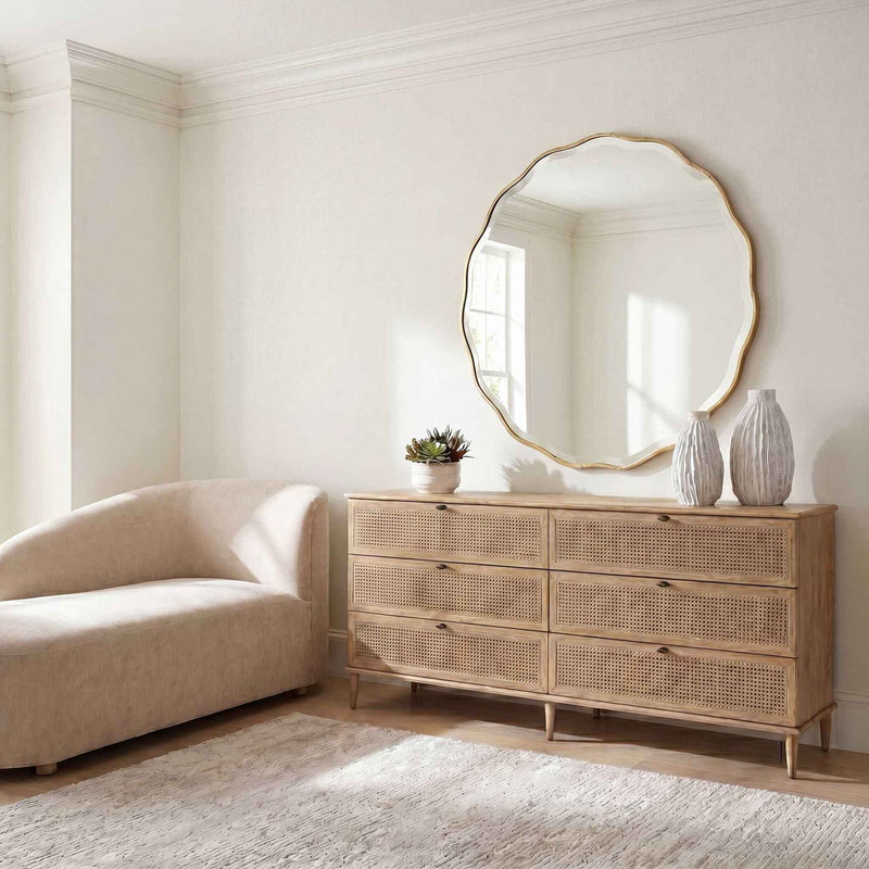 Coast - 6 Drawer Rattan Chest - Woodtone