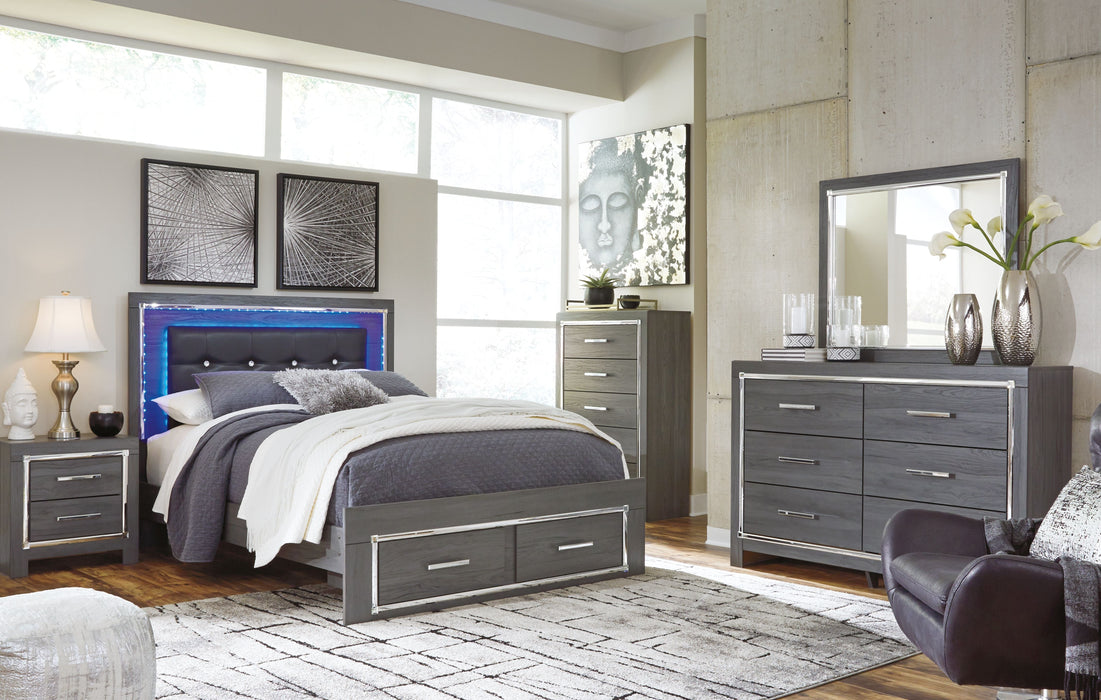 Lodanna Gray Panel Bed With 2 Storage Drawers