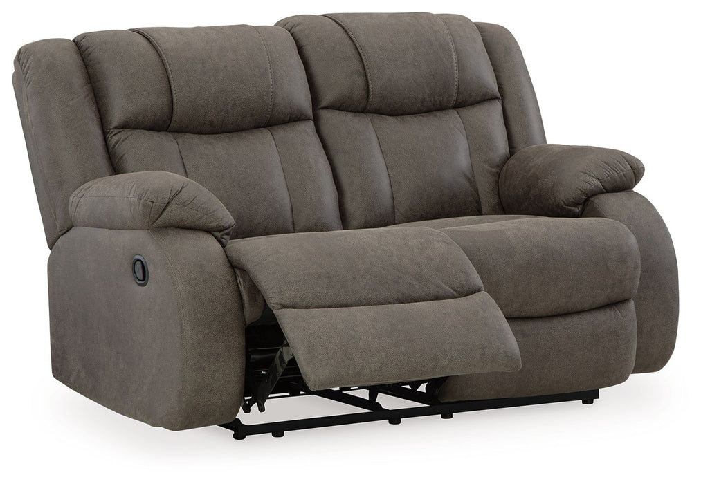 First Base - Reclining Loveseat - Faux Leather - Gunmetal