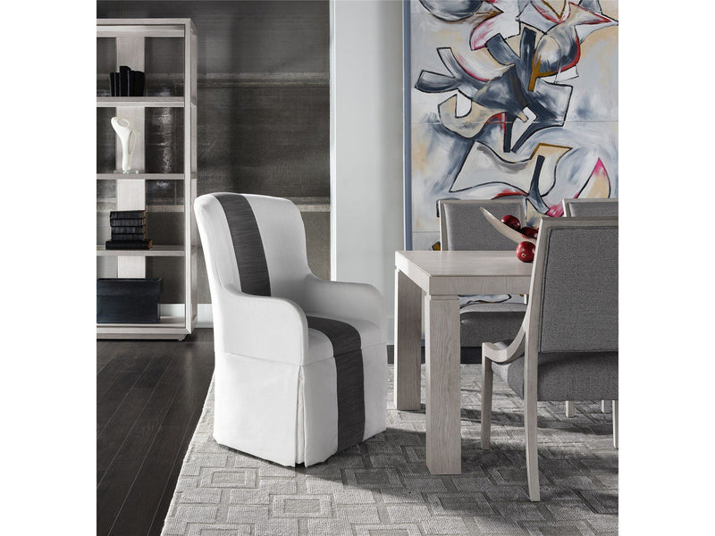 Modern Slip Cover Caster Arm Chair Pearl Silver