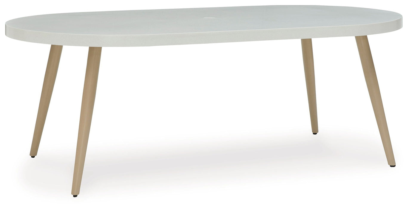 Seton Creek - Oval Dining Table With Umb Opt - White