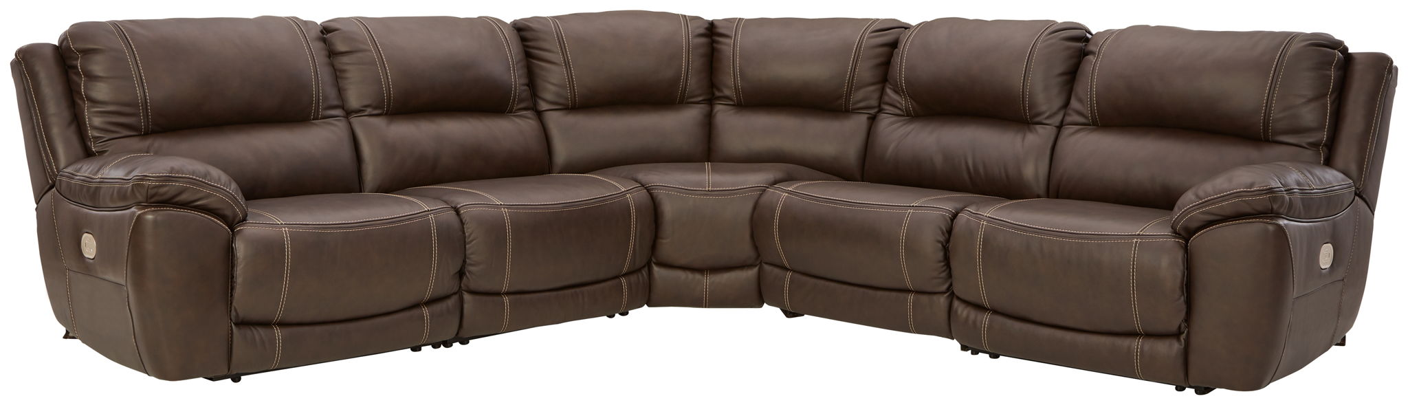 Dunleith - 5-Piece Power Reclining Sectional - Chocolate