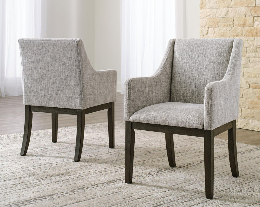 Burkhaus - Dining UPH Arm Chair (Set of 2) - Beige / Dark Brown
