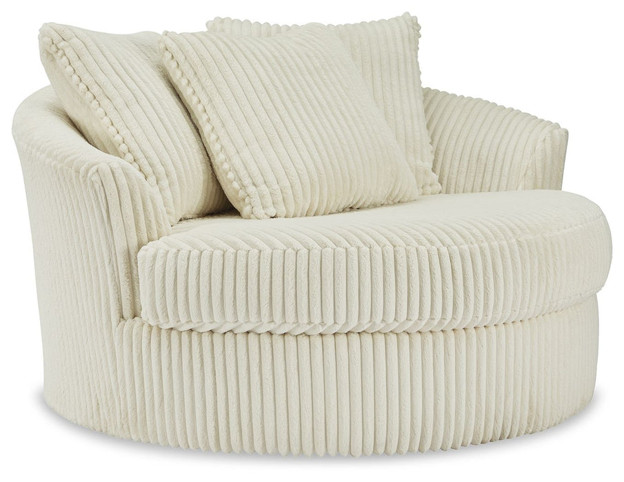 Lindyn - Oversized Swivel Accent Chair - Fabric - Ivory