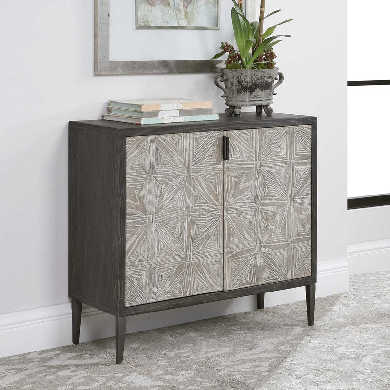 Laurentia - 2 Door Accent Cabinet - Black & Silver