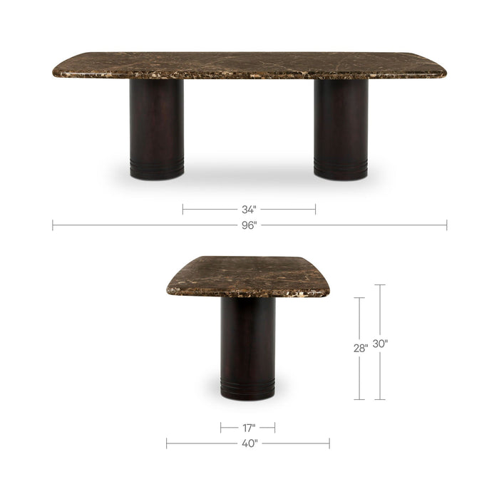 Daphne - Dining Table Large - Dark Emperador Marble / Brown