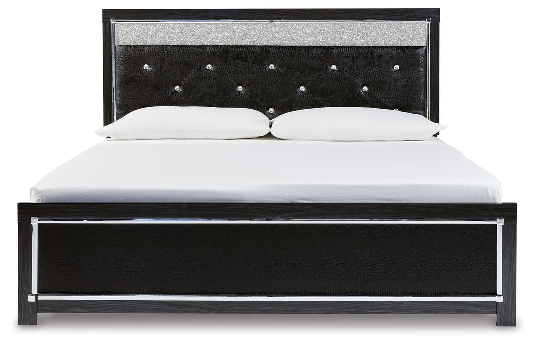 Kaydell Black Upholstered Glitter Panel Bed