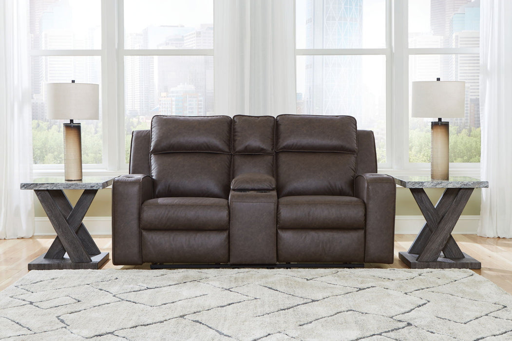 Lavenhorne - Dbl Reclining Loveseat W/Console - Faux Leather - Granite