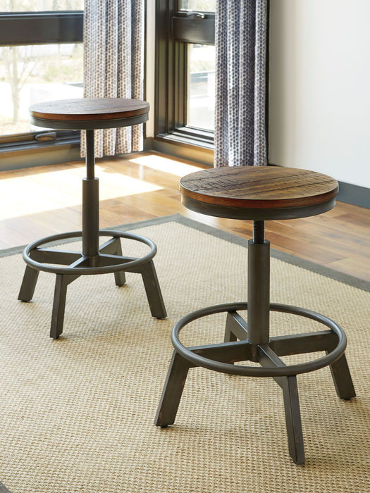 Torjin Dark Brown 3 Pc. Long Counter Table, 2 Stools