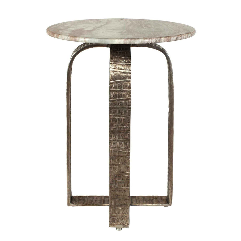 Warner - Indoor-Outdoor Side Table - Antiqued Champagne / White