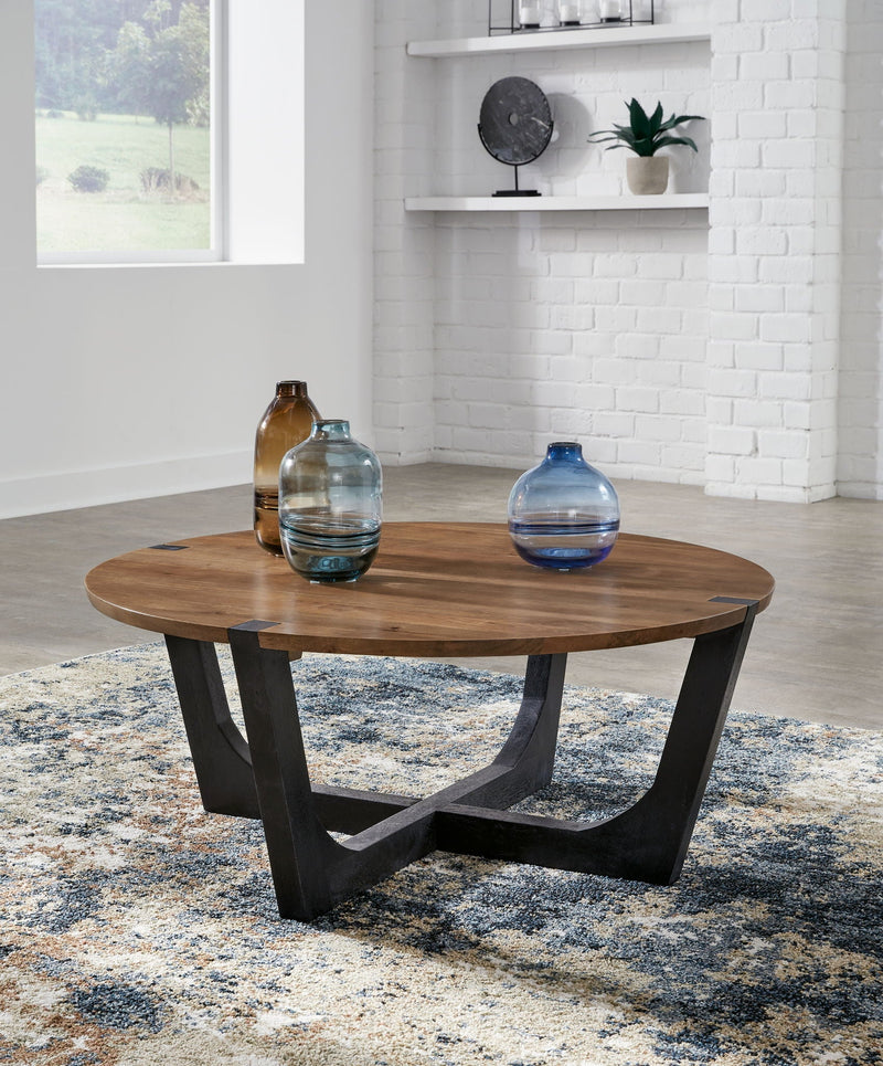 Hanneforth - Round Cocktail Table - Brown