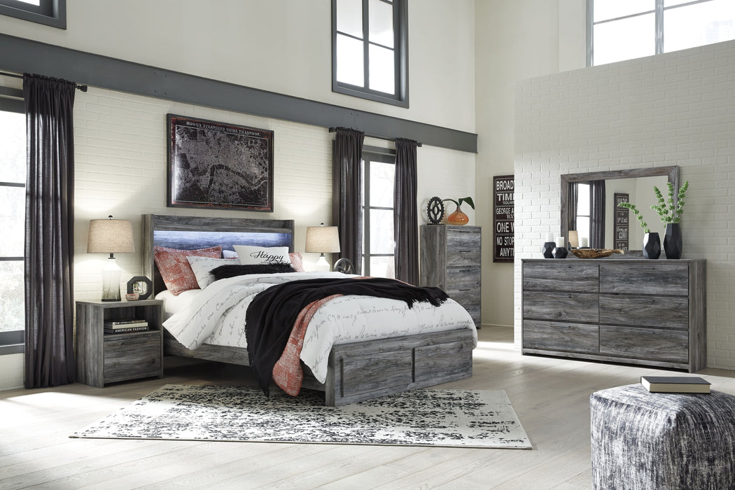 Baystorm Gray Panel Bed With 2 Storage Drawers - Queen