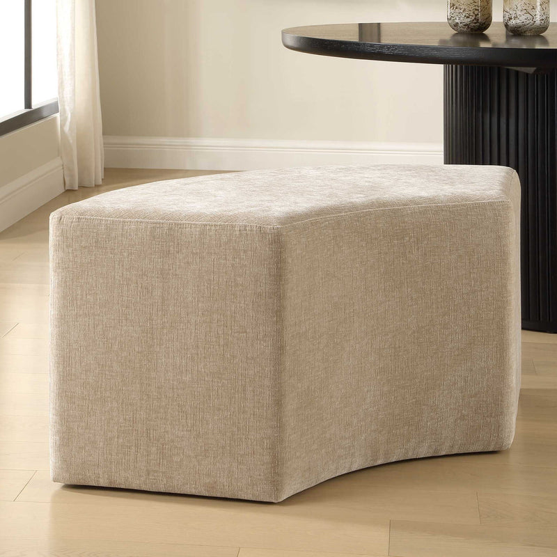 Khai - Rounded Plush Dining Bench - Brown