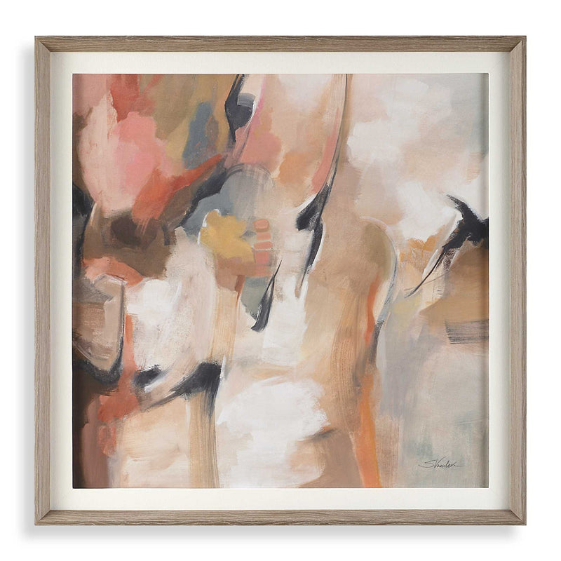 Uphill - Framed Abstract Print - Light Brown