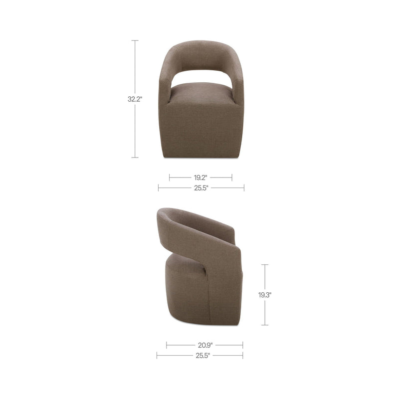 Barrow - Rolling Dining Chair - Soft Taupe / Tan