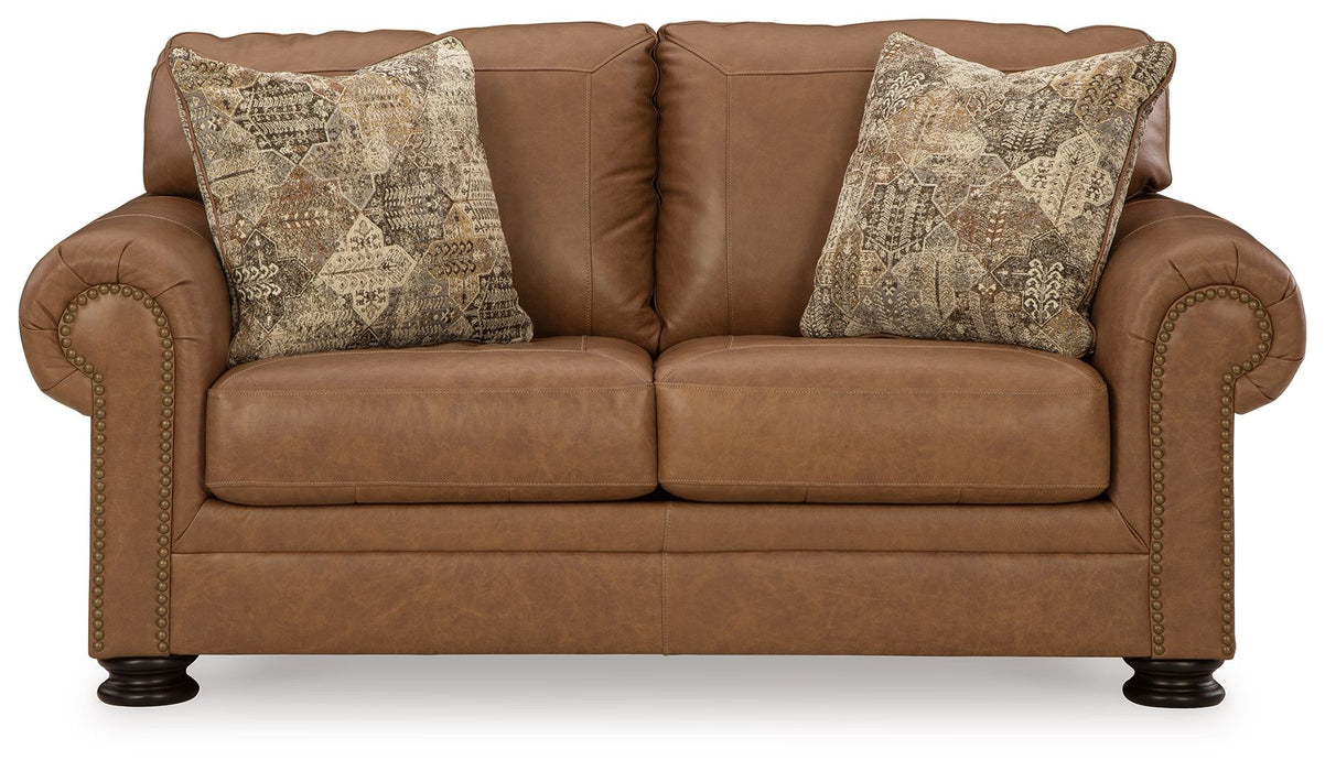 Carianna Leather Loveseat - Caramel
