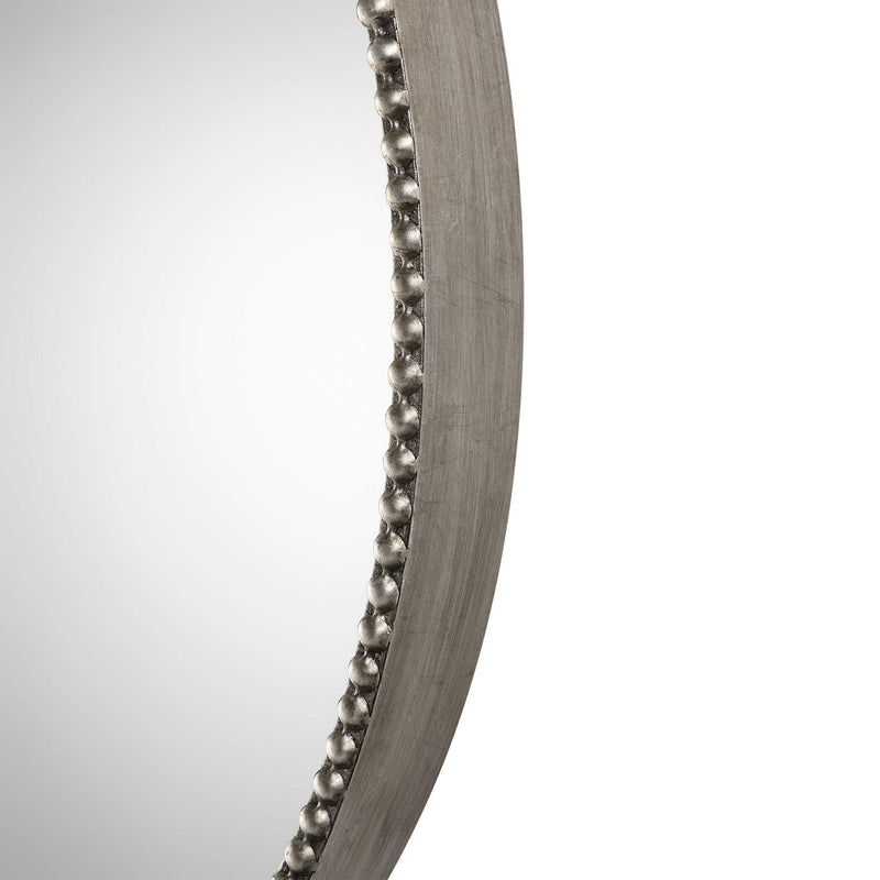 Stefania - Beaded Round Mirror - Silver