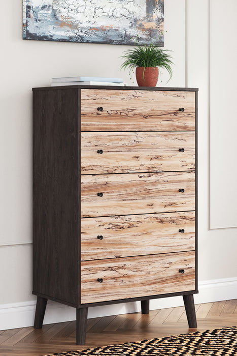 Piperton Two tone Brown / Black Five Drawer Chest