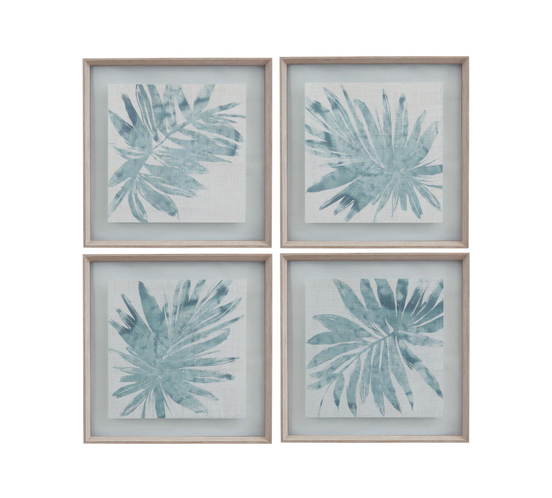 Burlap Ocean Palm III Framed Print - Light Blue
