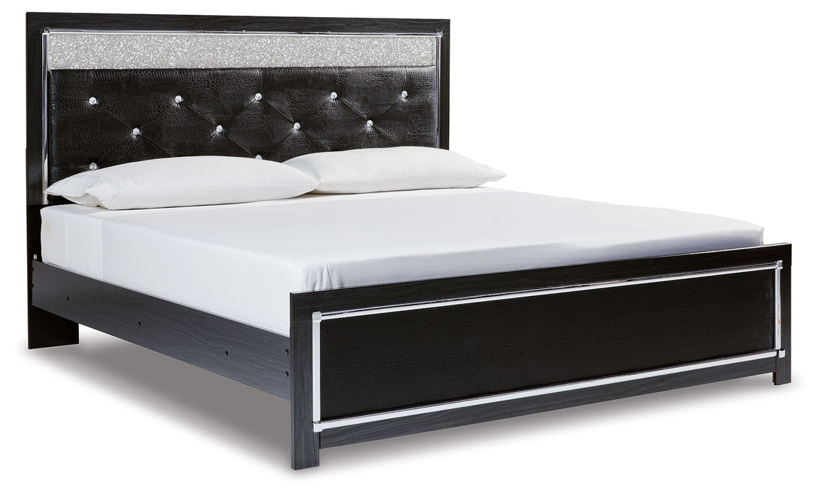 Kaydell Black Upholstered Glitter Panel Bed