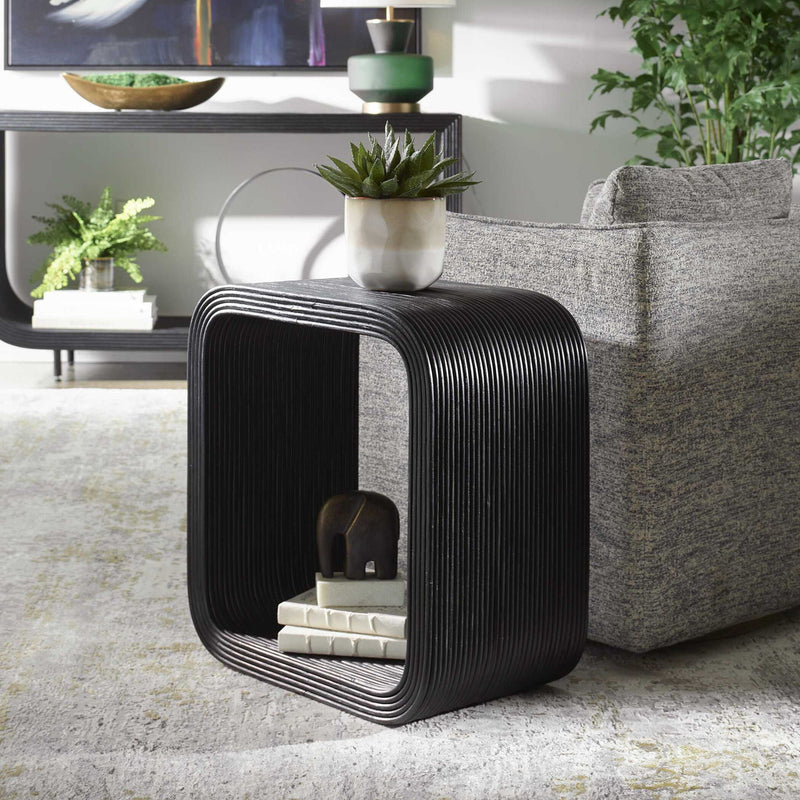 Compton - Rattan Side Table - Black