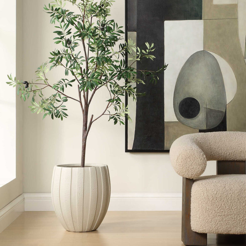 Ridgehaven - Textured Outdoor Planter - White