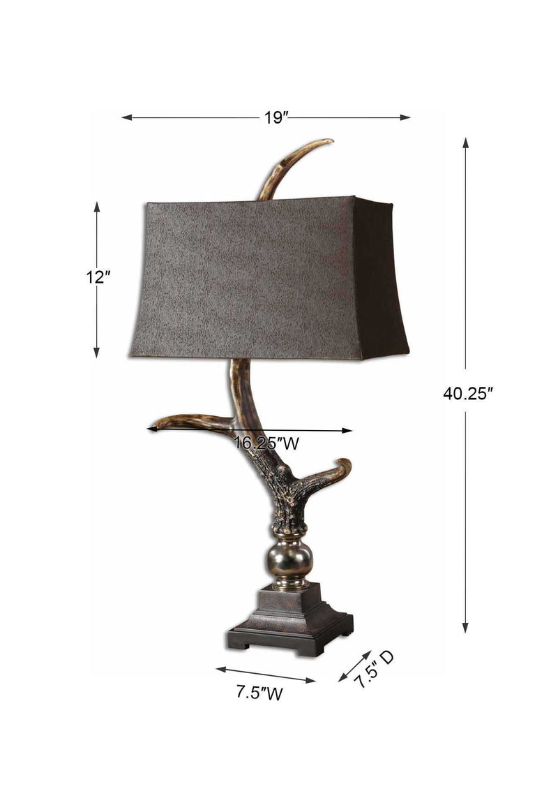 Stag Horn - Dark Shade Table Lamp - Dark Brown