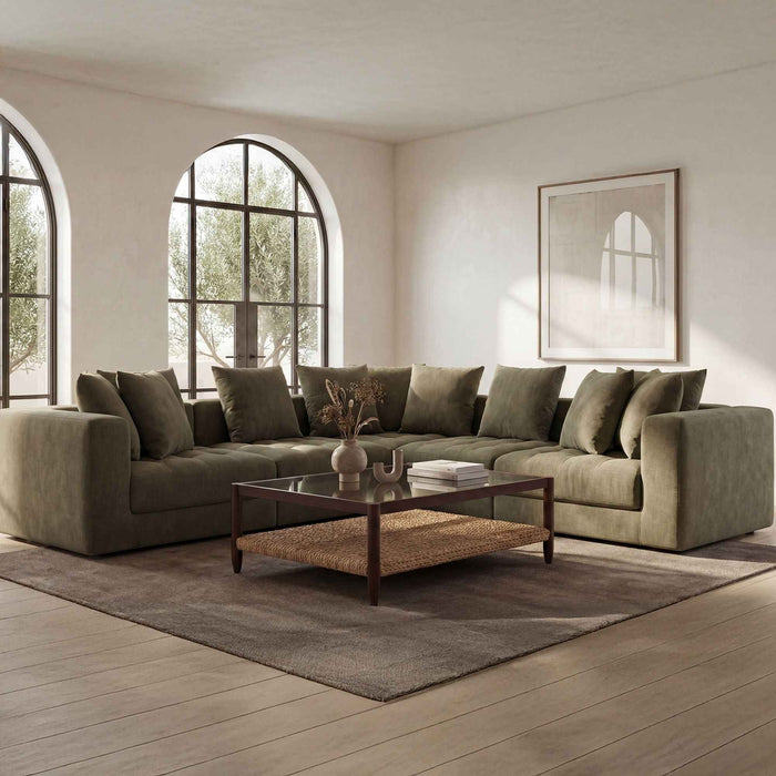 Davie - Classic L Modular Sectional - Olive