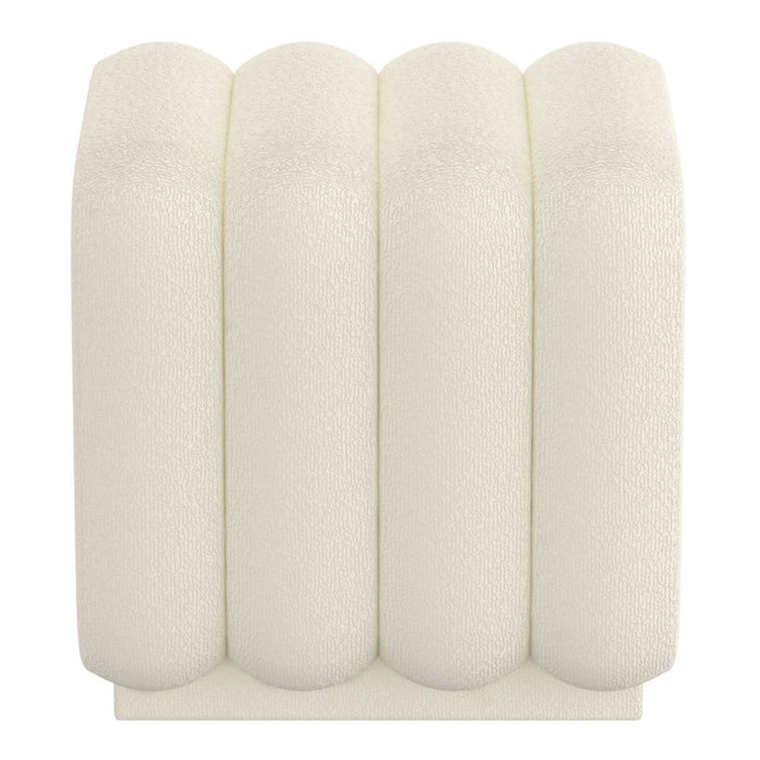 Rigel Small Square Ottoman in Ivory Boucle