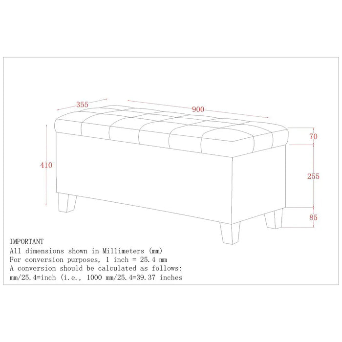 Winston Rectangular Storage Ottoman in Black - Furniture Depot