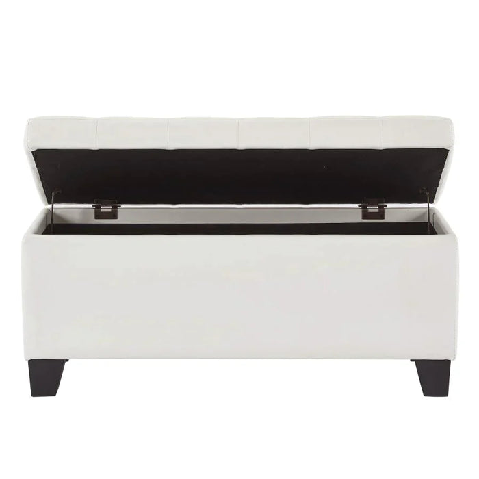 Winston Rectangular Storage Ottoman in White - Furniture Depot