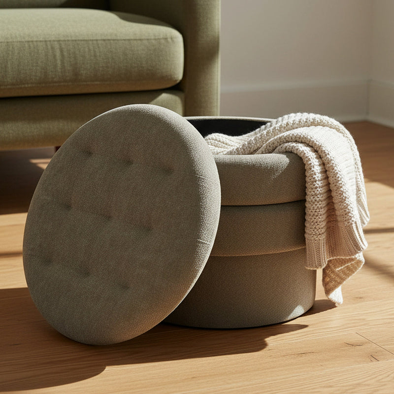 Kepler Round Storage Ottoman Moss